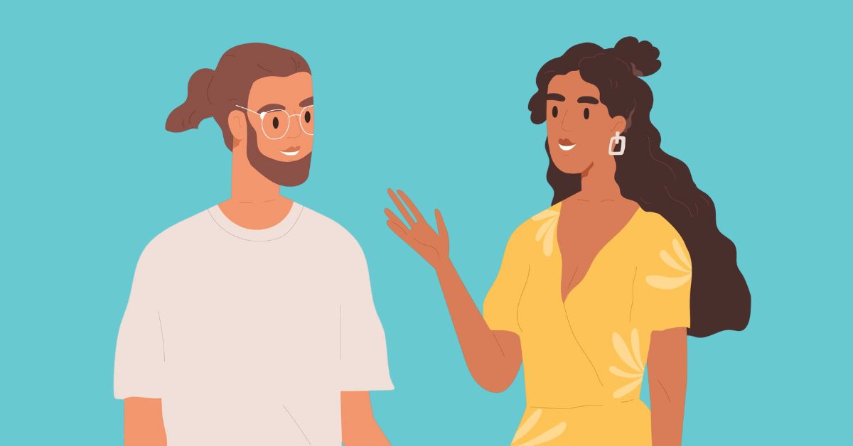 Vector illustration of two people having a conversation